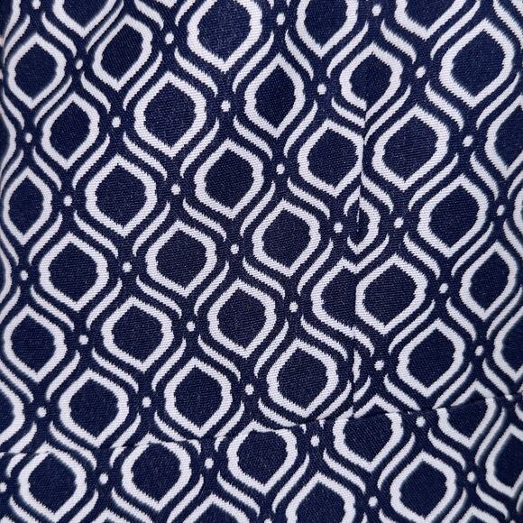 Tahari short sleeve Blue and White Geometric Print Dress women Size 12 - Picture 5 of 7